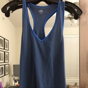 ALO Yoga Blue Striped Tank Top